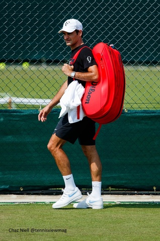 Wimbledon Practice: Roger Federer and Dominic Thiem