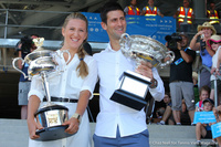 Novak Djokovic and Victoria Azarenka Australian Open 2014 Draw Ceremony