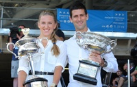 Novak Djokovic and Victoria Azarenka Australian Open 2014 Draw Ceremony